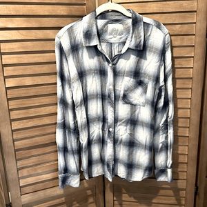 RAILS Hunter Button Down Top/Shirt ~ White/Catalina Blue Plaid ~ S